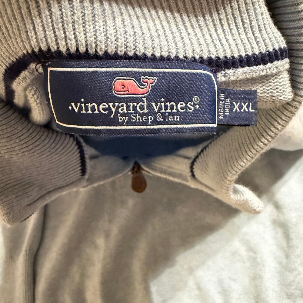 Vineyard Vines Mens XXL Light Blue 100% Cotton Quarter-Zip Pullover Sweater - Picture 3 of 7